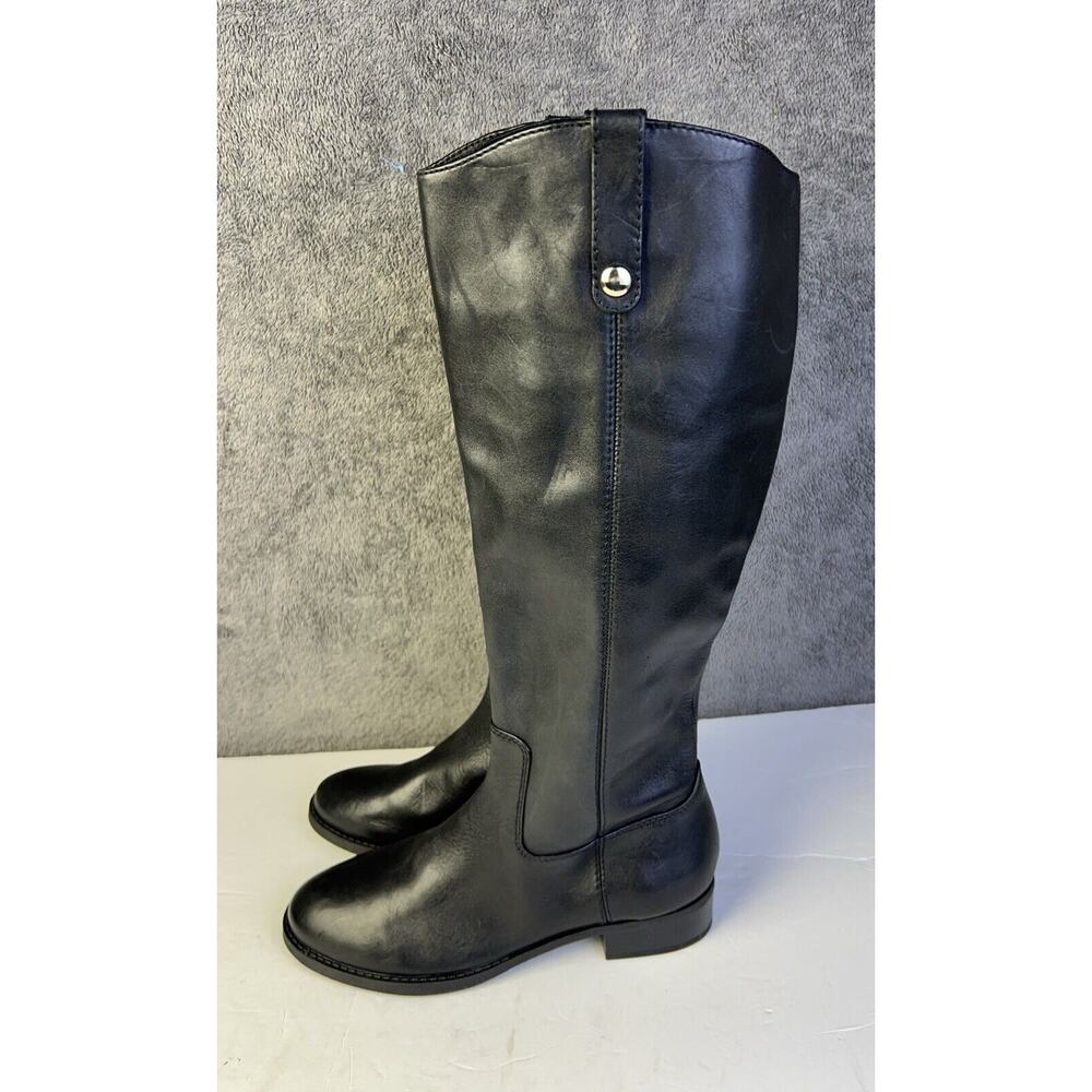 INC International Concepts Fawne Leather Riding Boots Black Size 6.5 Knee High